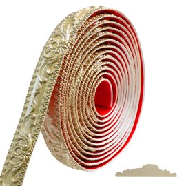 Storystore Molding Trim Wall Trim, 1.4 in x 19.7 FT Peel and Stick Wall Molding, Self Adhesive Crown Molding for Home Decor Wall Molding, TV Background Wall, Mirror Edge (Champagne Gold)