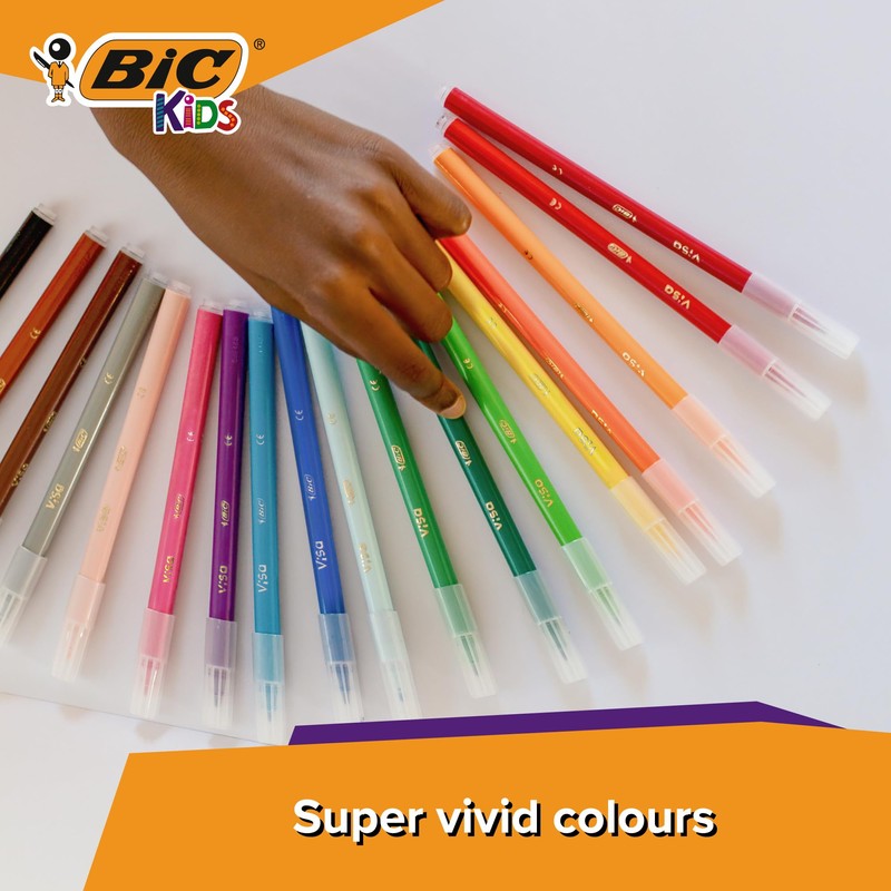 BIC Kids Visa Felt Pens - Assorted Colours, Wallet of