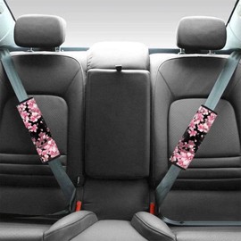 TOADDMOS Pink Cherry Blossom Seat Belt Cover Pad for Women Soft Shoulder Pads Comfortable Car Seatbelt Protectors,Easy Install&Remove