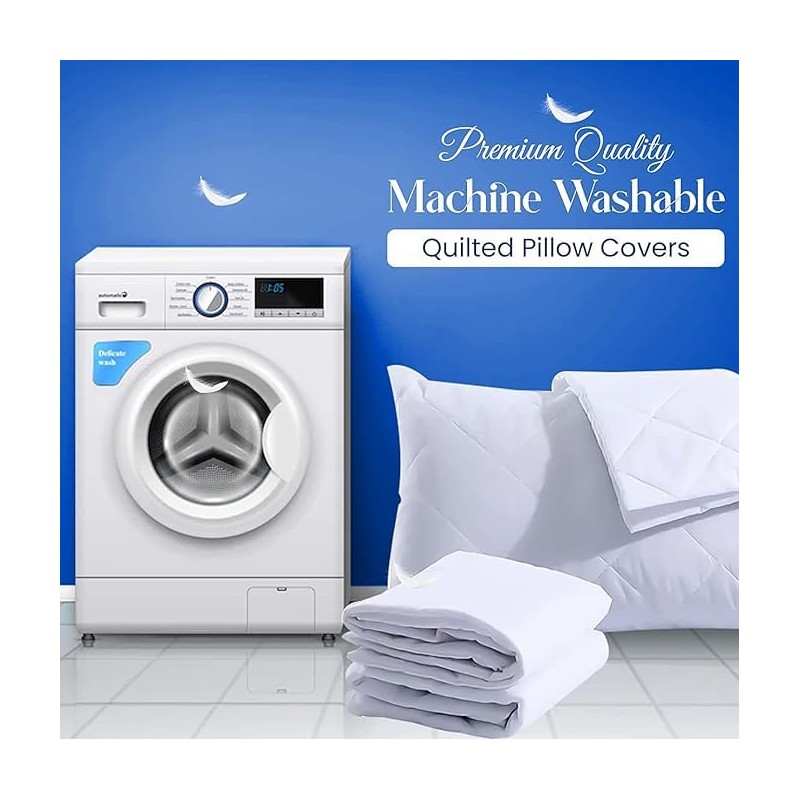 Quilted Pillow Protector Pack, Zipped Pillow Covers Pack, Soft &