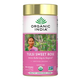 Orgánica India Tulsi – Té, Hojas Sueltas, Sweet Rose, 3.5 onzas