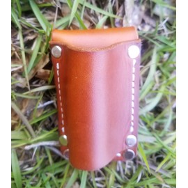Leather Flashlight Holster for AA Battery Flashlights - Heavyduty Made in USA (Saddle Tan (Rivet))