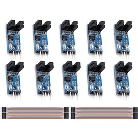 LM393 Speed Measuring Module, Slot Type IR Optocoupler Measuring Comparator 3.3V-5V with Cable, for MCUArduino, Pack of 10