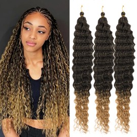 Orientfashion Deep Wave Braiding Hair Ocean Wave Crochet Hair Bundles 30Inch Deep Culry Crochets Braids Wet and Wavy Braiding Synthetic Hair For Black Women Human (30inch（pack of 3）, 1b/27)