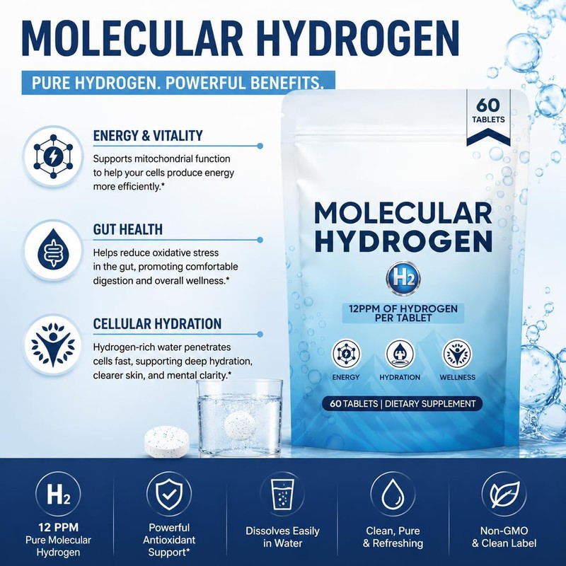 EDENVIA Molecular Hydrogen Water Tablets, Boosts Energy & Reduces Fatigue,