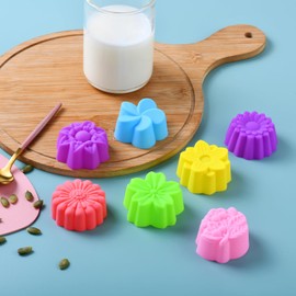 Mirenlife Reusable Silicone Baking Cups, 2 Inch Mini Size Silicone Cupcake Liners for baking, Multi Flower Shapes reusable Muffin Liners, Pack of 42