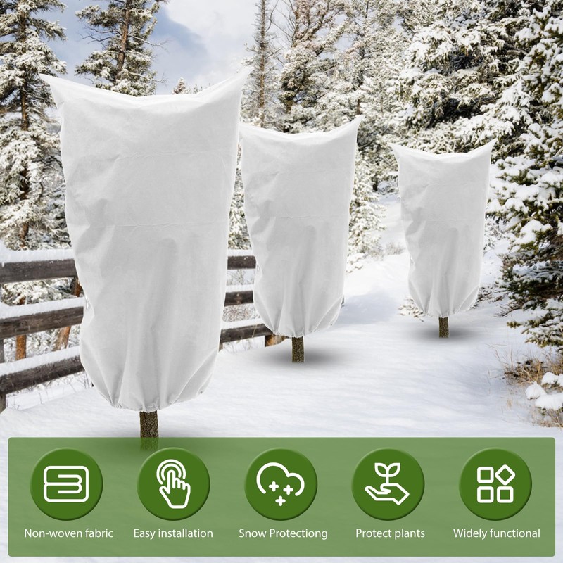 UKQRRTC 5Pcs Shrub Cover Freeze Protection Winter Drawstring Shrub Cover