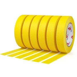 BOMEI PACK Yellow Painters Tape 1 Inch Bulk - Paint Tape 6 Rolls x 1 Inch x 60 Yards - Painter's Tape Yellow Masking Tape for Walls Painting, DIY Crafting, and School Projects, Total 360 Yards