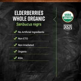 Frontier Co-op Organic Dried Elderberries, European Whole - Non-GMO Elderberry Berries Dried - For Tea, Immune Support - Kosher | 16 Ounce (Pack of 1)