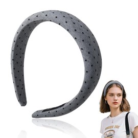 Grey Polka Dot Hair Accessories Preppy Headbands for Women Girls Daily Casual Vintage Headband for Thin Short Hair Decorations for Prom Party Outfits College Fashion Polka Dot Hairband for Women Girls