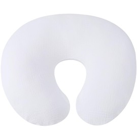 Muslin Nursing Pillow Cover Soft 100% Cotton Feeding Pillow Slipcover Fits Standard Infant Nursing Pillow or Positioner for Boy and Girl, White
