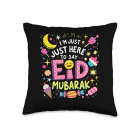 I'm Just here to say Eid Mubarak Throw Pillow
