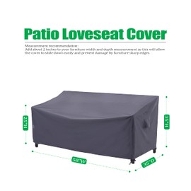F&J Outdoors Waterproof UV Resistant 2 Seater l Shaped Patio Loveseat Cover, Grey, 58" Wx35 Dx35 H