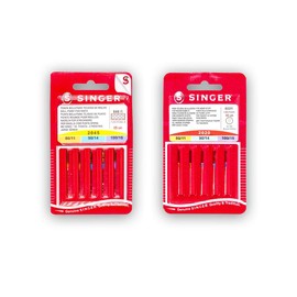 Singer Set of 2 Packs Sewing Machine Needles 2020 / 822R (Universal), Needles 2045 / 848R (Stretch and Knit), Various Thicknesses for System 130/705 H