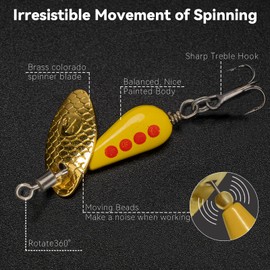 QualyQualy 5Pcs Spinner Bait Set Multi Colored Fishing Spinners Lures Baits Fishing Lures with Box for Trout Salmon Bass Set (4.7g-5pcs)