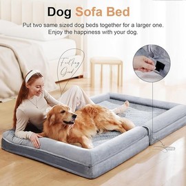 Large Dog Bed Orthopedic Washable: Beds Bolster XL Bed Big XLarge Dogs Memory Foam Couch Sofa Waterproof with Removable Cover