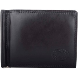 Mens Genuine Leather Slim RFID Bi-Fold Credit Card Coin Wallet - Black/Tan