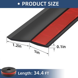 Piclafe Garage Door Seal Top and Sides, Garage Door Weather Stripping, Universal Garage Door Trim Weatherproofing Seal Strips with Adhesive Backing and Screws, Black, 34.4FT
