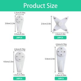 FKKFSS70PCS Non-Marking Hard Wall Picture Hooks, Multi-Size Multi-Purpose Picture Hooks, Beautiful and Strong, Suitable for Most Walls, Hang Artwork, Pictures, Towel Backpack Rack (White)