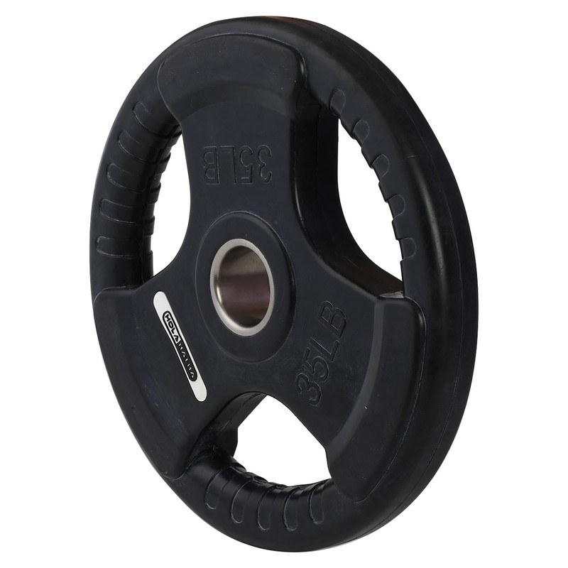 HolaHatha 35-Pound Olympic Rubber Coated Solid Cast Iron Weight Plate