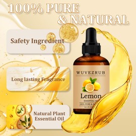 Wuvezrub Lemon Essential Oil 120ML - 100% Pure and Natural Oils for Aromatherapy Diffuser - 4 Fl Oz/Lemon