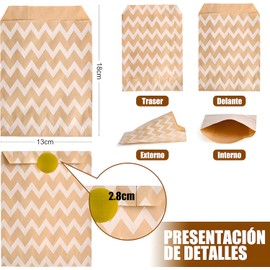 Bolsas de Papel Kraft Biodegradable, 100 Unidades, 5 Patrones