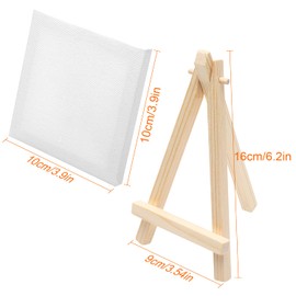 6PCS Mini Canvas Art Boards, 10x10cm Art Canvases, Boards for Acrylic Oil Painting and Decorating, Mini Oil Painting Frame with Mini Easel for Artist Painting