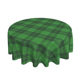 BETGINY Checkered St.Patrick's Day Tablecloth Round 60 Inch,Green Plaid Table Cloth,Stain Resistance Polyester Spring Table Covers for Kitchen Dining,Small Tablecloth for Parties Picnic