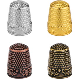 RSYHVG 4pcs Metal Sewing Thimbles for Finger, Metal Fingertip Protectors Thimbles for Hand Quilting Embroidery Fingertip Shield thimbles Pad Accessories Sewing Knitting DIY Tools (4 Colors)