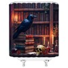 ZKJSMGS Gothic Halloween Shower Curtain,Crow Skull Bookshelf Library Spooky Witchy