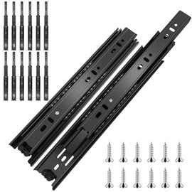 10 inch Ball Bearing Drawer Slides 6 Pairs (12pcs) - 100LB Capacity, Full Extension Side Mount Slides for Kitchen Cabinets, Wardrobes, Office Furniture (Black 10inch)