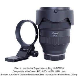 iShoot 74.5mm Metal Camera Ring Tripod Mount Ring, Lens Support Collar, Lens Bracket Collar, Tripod Socket for Canon RF 28-70mm f/2L USM, Bottom Quick Release Plate with 1/4 3/8 Screw Hole, Fits RRS