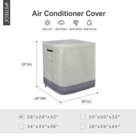 STEECA Air Conditioner Cover for Outside Units, Outdoor Waterproof Square Central AC Cover Fits up to 26L x 26W x 32H inch