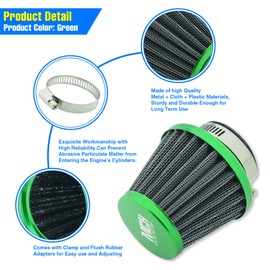 MCHMFG 35mm Air Filter for 50cc 110cc 125cc TaoTao DB14 GK110 ATA ATC 200 Redcat110 RPS Kazuma Icebear Jonway Buyang Coolster Sunl Pitster pro Apollo Roketa Motorcycle ATV Quad Scooter (Green)