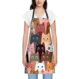 Smooffly Funny Cats Apron Unisex Adjustable Bib Apron, Cooking Kitchen Chef Apron, Women Men Apron for Home Kitchen, Restaurant, Coffee house
