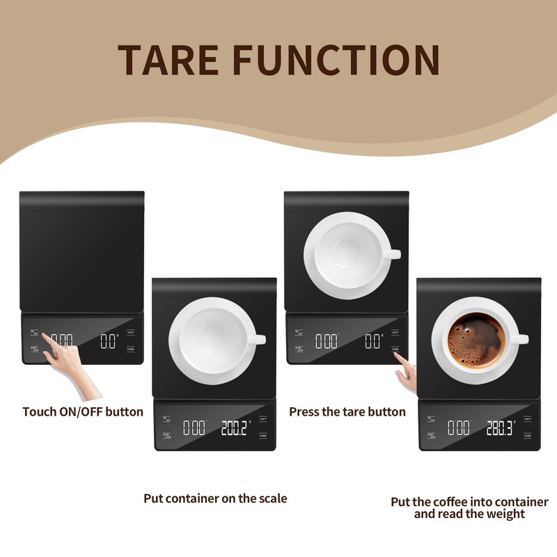 Fyueenix 3kg/0.1g High Precision Coffee Scale, Espresso Scale with Timer,