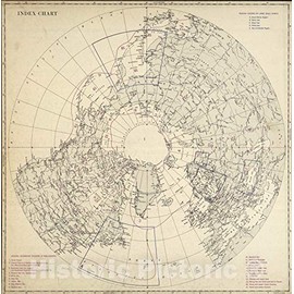 Historic Pictoric Map : Index Map (Lining): Ice Atlas of The Northern Hemisphere., 1946, Vintage Wall Art : 16in x 16in