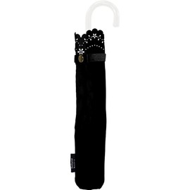 Nakatani Natural Basic Folding Umbrella, UV Flower Heat Cut, Black, Hand Open, Rib Size: 21.7 inches (55 cm), Black Coating, Windproof