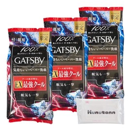 GATSBY EX Super Refresh Facial Paper, 42 Sheets, 3 Bag Set + Kunutonn Original Logo H Wet Sheet Included