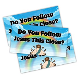 MAIANEY [7.5"x3.75"] 3 Pcs Do You Follow Jesus This Close Bumper Sticker Funny Car Stickers Jesus Tailgate Bumper Stickers Gen Z Meme Driving Safety Stickers Gifts Decorations Truck Automobile Vehicle