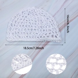 PENTA ANGEL Mesh Crochet Hair Net 2Pcs Elastic Soft Rayon Knit Snoods Hat Sleeping Hair Cap Cover Accessory for Women Girls Long Thick Curly Hair (White)