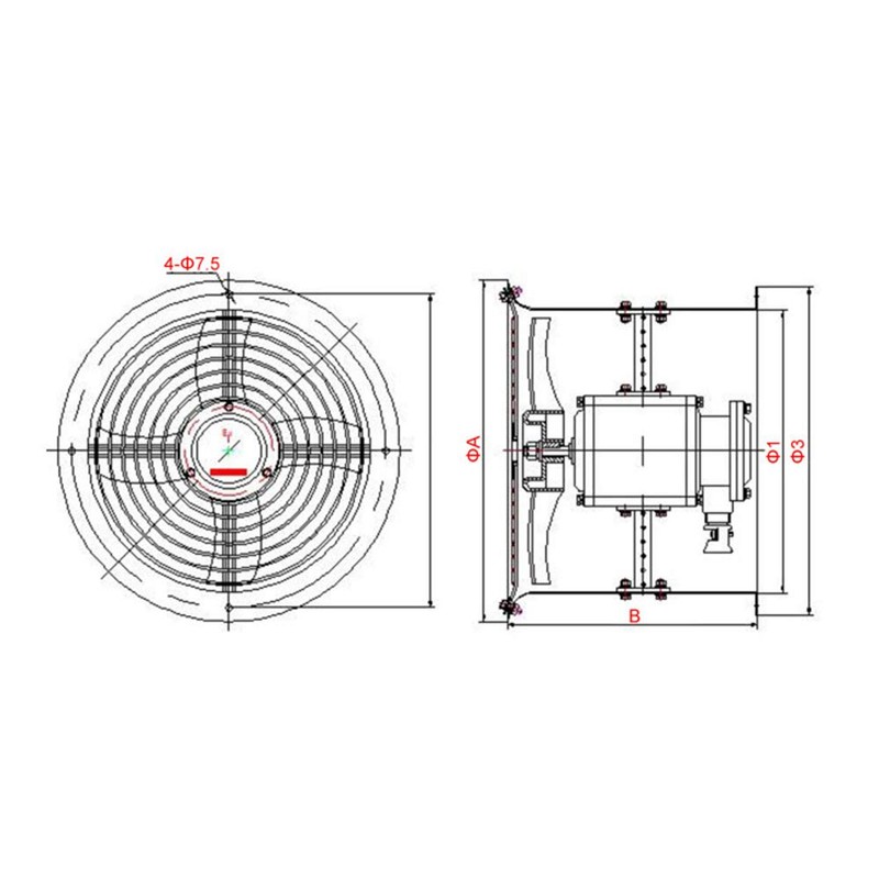 BIXIBIN 12-Inch Explosion-Proof Axial Fan, Ventilation Fan Cylinder Pipe Spray
