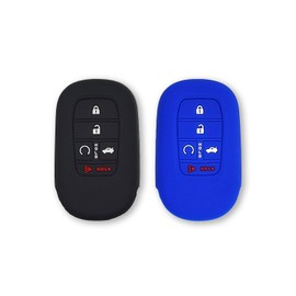 Autobase Silicone Key Fob Cover for 2022 2023 2024 2025 Honda Civic Accord HR-V CR-V Pilot Sport SI EX EX-L Touring | Car Accessory | Key Protection Case - 2 Pcs (Black & Blue)