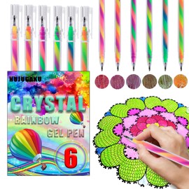 HUJUGAKO Rainbow Gel Pens, Crystal Colored Medium Point Pens with 300% More Ink Write Smooth for Adults Coloring Books Drawing Doodling Crafts Scrapbooks Bullet Journaling