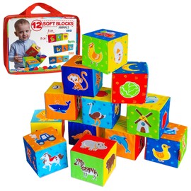 magdum 12 Building Blocks - Baby Blocks - Stacking Blocks - Soft Blocks - Soft Toys For Babies - Stacking Toys - Soft Play Shapes - Baby Toys 6 months plus - Sensory Toys for Babies - Building Toys