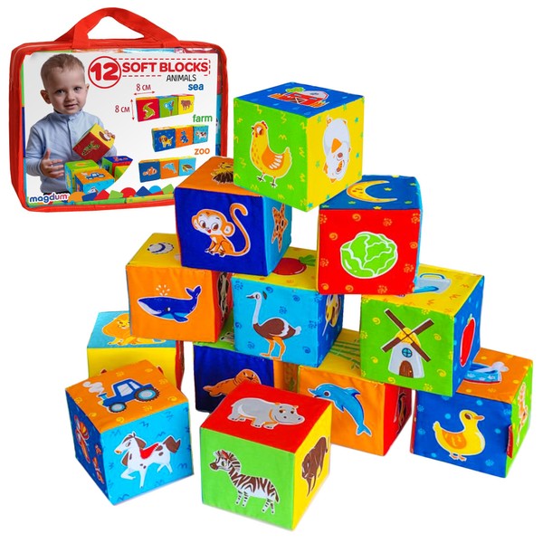 magdum 12 Building Blocks - Baby Blocks - Stacking Blocks