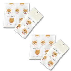 Dog Exfoliating Washcloth [Made in Japan] Shower Back Scrubber Featuring Dog Themed Design Patterns, Exfoliating Towel [Loofah for Women and Men] (Set of 2(Pouting Shiba Inu))