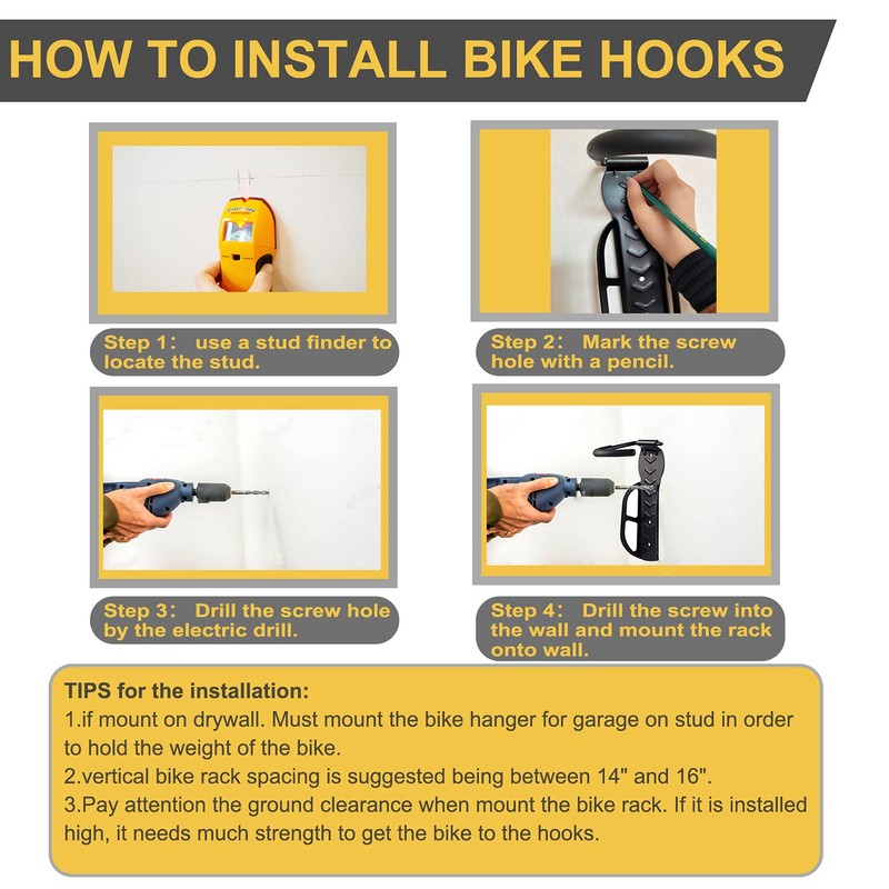 Laxama Bike Rack for Garage Wall Mount 4 Pack Vertical