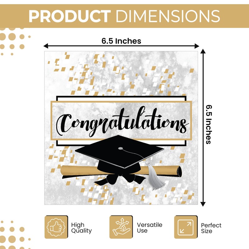 Iconikal 48-Count Graduation Party Napkins Disposable Paper Dinner Size, Congratulations