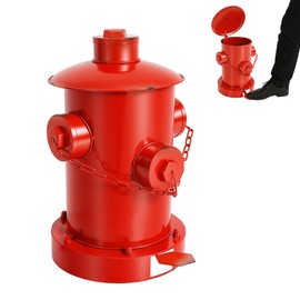 WUSILILU Retro Hydrant Trash Can,Fire Hydrant Metal Pedal Trash Can w/Inner Bucket & Lid,Indoor Outdoor Waste Bin for Park Garden Kitchen Garbage(Red)